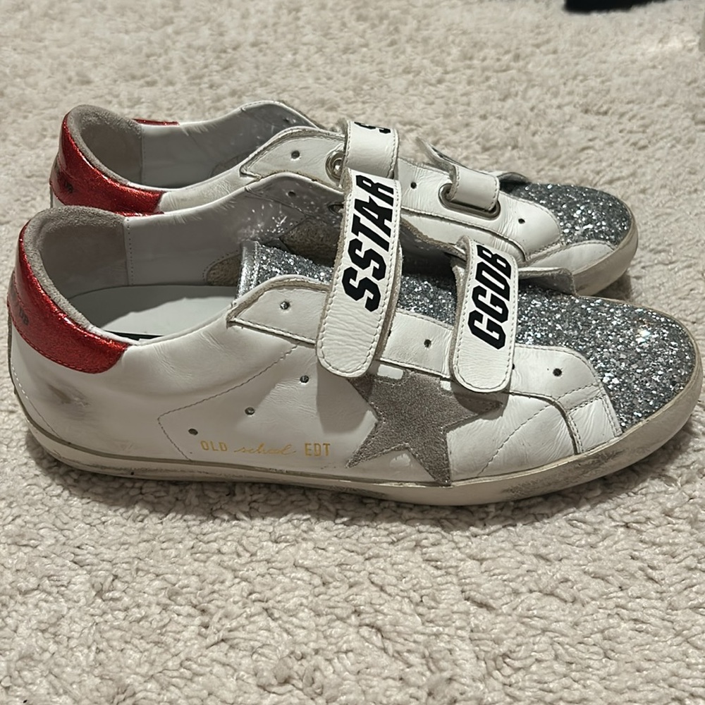 Golden Goode Old School Glitter Sneakers red tab